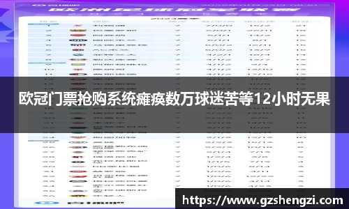 欧冠门票抢购系统瘫痪数万球迷苦等12小时无果